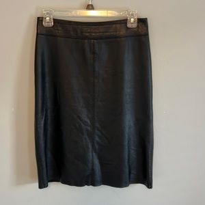 BCBG 100% leather black knee-length skirt